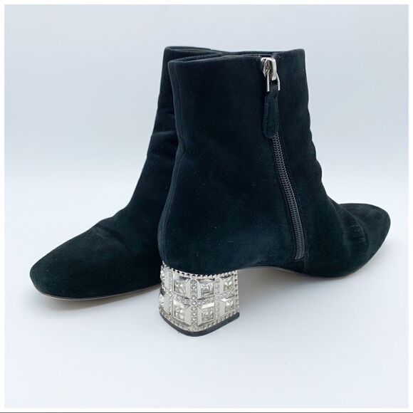 Studiolee Black Suede Crystal Heel Ankle Boots - Picture 6 of 13